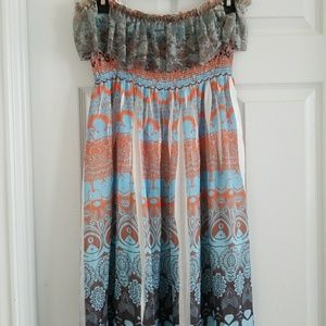 Women's Multi-color Strapless Maxi Dress ONE SIZE